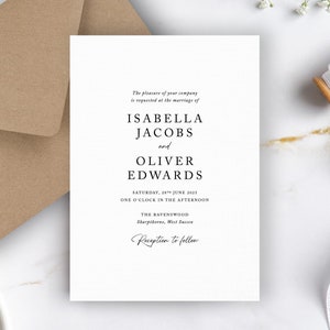 Modern Contemporary Wedding Invitation, Wedding Invitations, Printed Wedding Invitations, Simple Minimalist Wedding Invite, Isabella