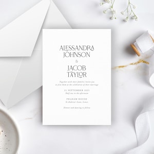 Modern Contemporary Wedding Invitation, Wedding Invitations, Printed Wedding Invitations, Simple Minimalist Wedding Invite, Alessandra