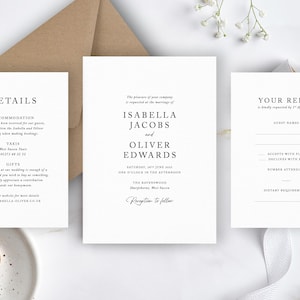Contemporary Wedding Invitation Set, Wedding Invitations, Printed Wedding Invitations, Personalised Wedding Invite, Isabella