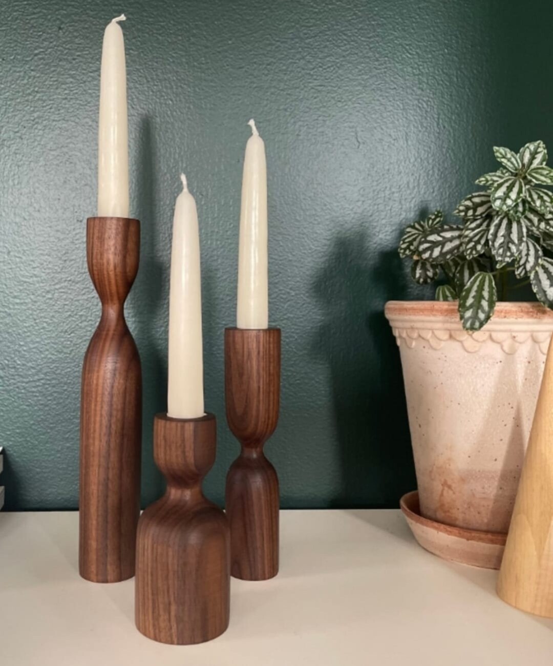 Set of 3 Wood Candles, Candlestick Wood Table Decor Gothic Style Japanese Candle  Holder Scandinavian Primitive Candlestick Minimalism -  Canada