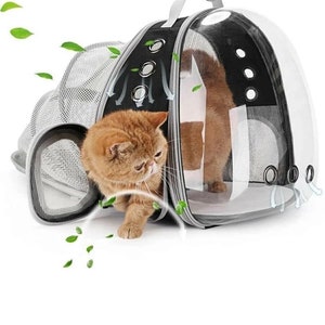 Cat Carrier Bag, Hand and Backpack, Openable, Expandable, Foldable Transparent Astronaut Cat Dog Pet Pet Carrier Bag with Net, Pet Totes,