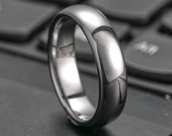 6mm Silber Wolfram Ring, Männer & Frauen Ring, Hartmetall Ring, Jahrestag Ring, polierte Oberfläche, abgeschrägte Kanten