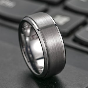 8mm Silver Tone Tungsten Ring,Men & Women Ring,Tungsten Carbide Ring,Anniversary Ring,Classic Tungsten Ring,Brushed Finish Active Ring