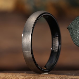 Schwarz Wolfram Stahl Ring, Unisex 6mm Wolfram gewölbt Ehering gebürstet Finish Ring für Männer Frauen