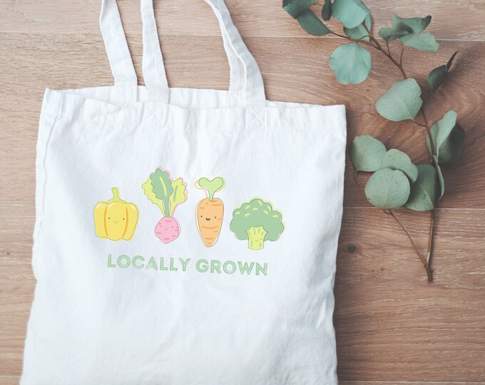 Farmers Market Tote Bag, Reusable Grocery Bag, Eco Friendly, Sustainable, Zero Waste