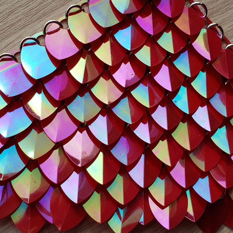 1000pcs Medium Thin Plastic Iridescent Red Scalemail Scales Etsy