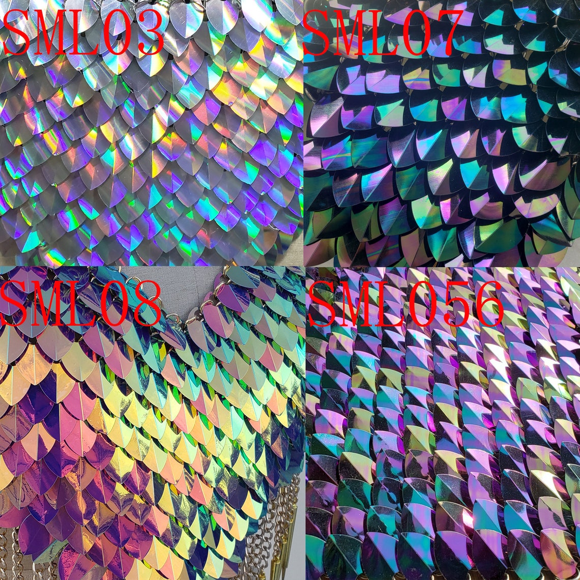 Wholesale Medium Thin Plastic Rose Gold Holographic Scalemail Scales