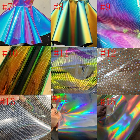 Rainbow Holographic Transparent PVC Vinyl Fabric Iridescent TPU Sheet  Hologram Transparent Film 