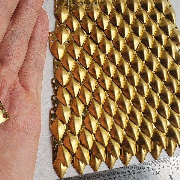 500 Stück Messing Lose Drachenschuppen Lamellenplatten für Rüstung DIY Ersatz ，Edelstahl Lamellenplatten