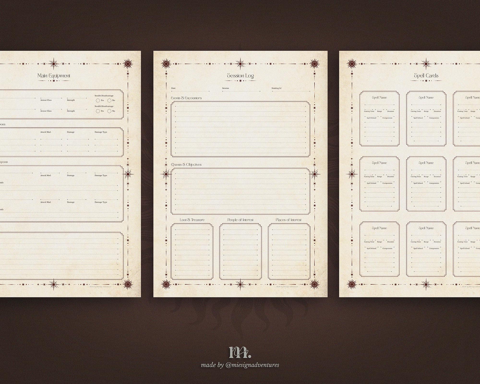 Dnd 5e Character Journal Printable | RPG Sheets Fantasy TTRPG PDF ...