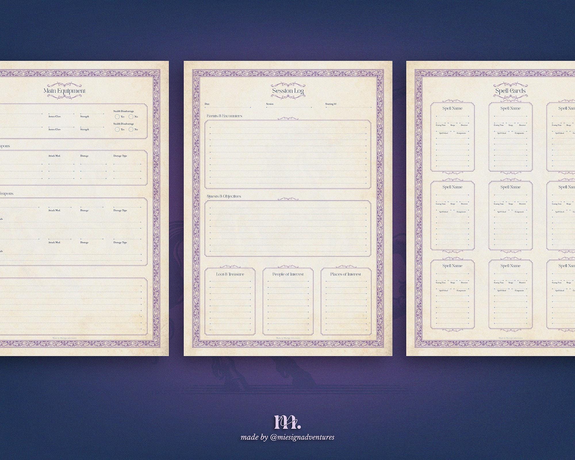 Dnd 5e Character Journal Printable | RPG Sheets Fantasy TTRPG PDF ...