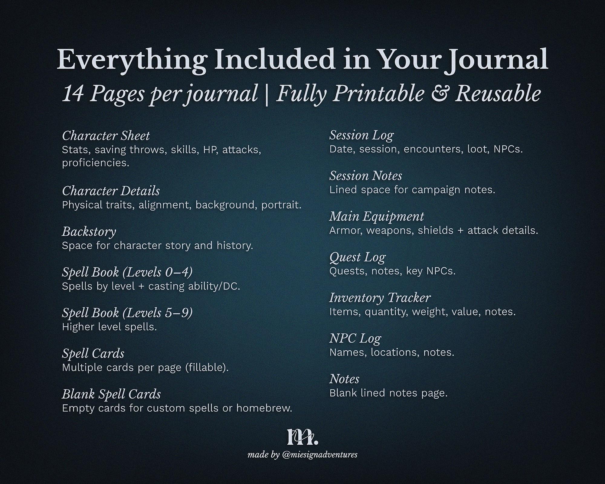 Dnd 5e Character Journal Bundle | Printable RPG Sheets Fantasy PDF ...