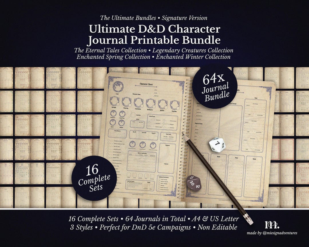 Dnd Character Sheet Journal Bundle | Dnd Notebook Accessories | Dungeon ...