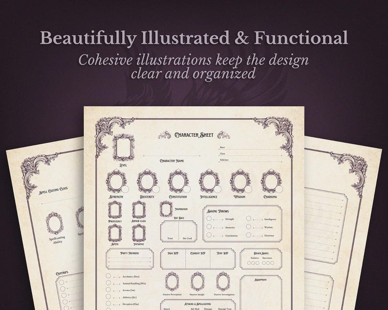 Dnd 5e Character Sheet Printable | Flame Phoenix Cinder Edition ...