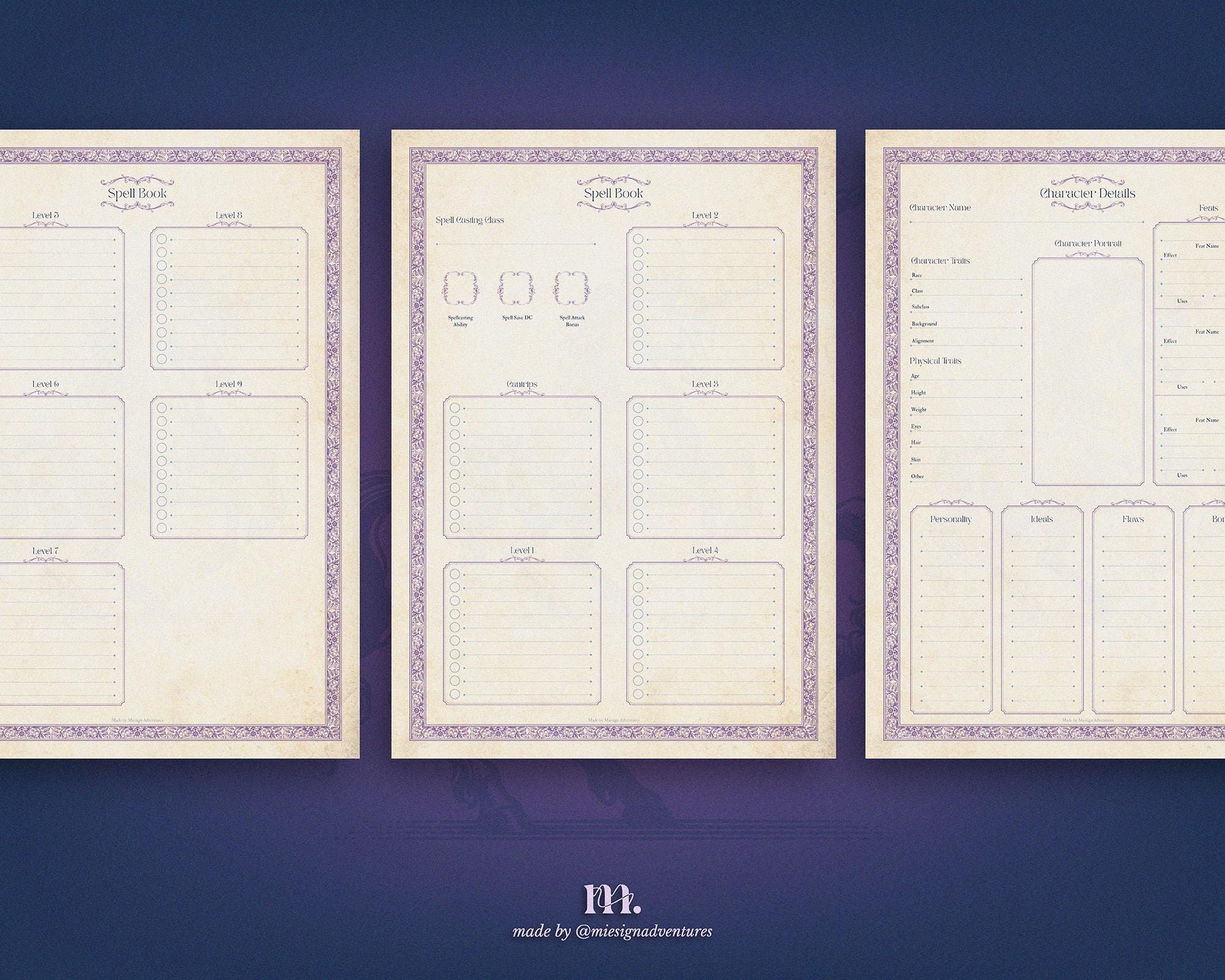 Dnd 5e Character Journal Printable | RPG Sheets Fantasy TTRPG PDF ...
