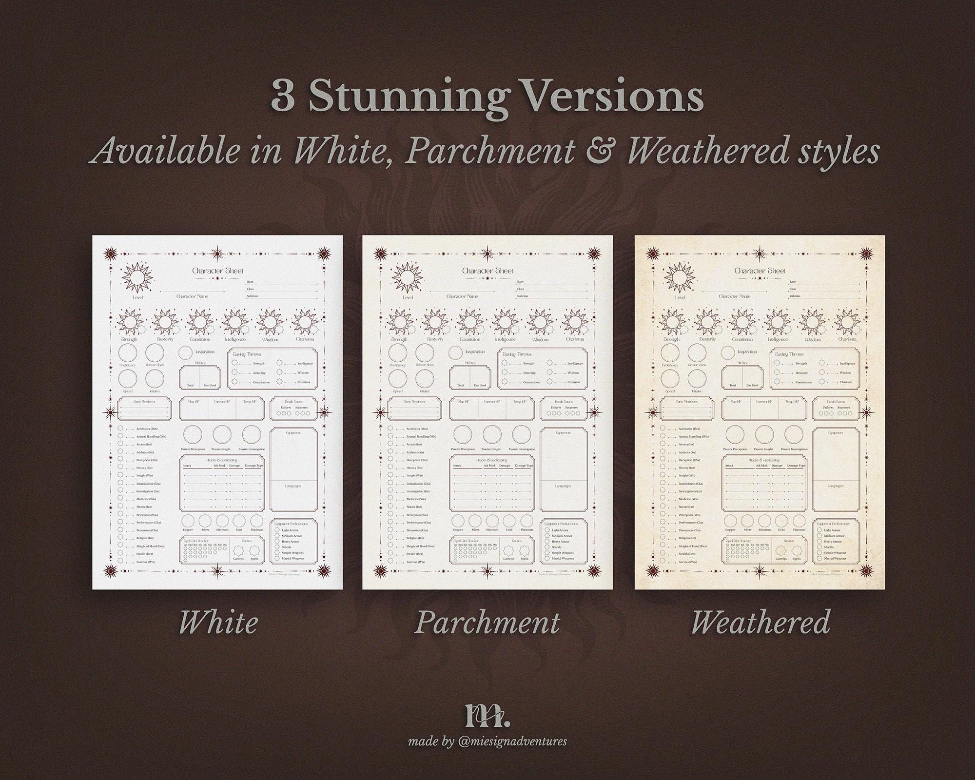 Dnd Pf Example Dnd 5e Character Journal Printable | RPG Sheets Fantasy TTRPG PDF ...