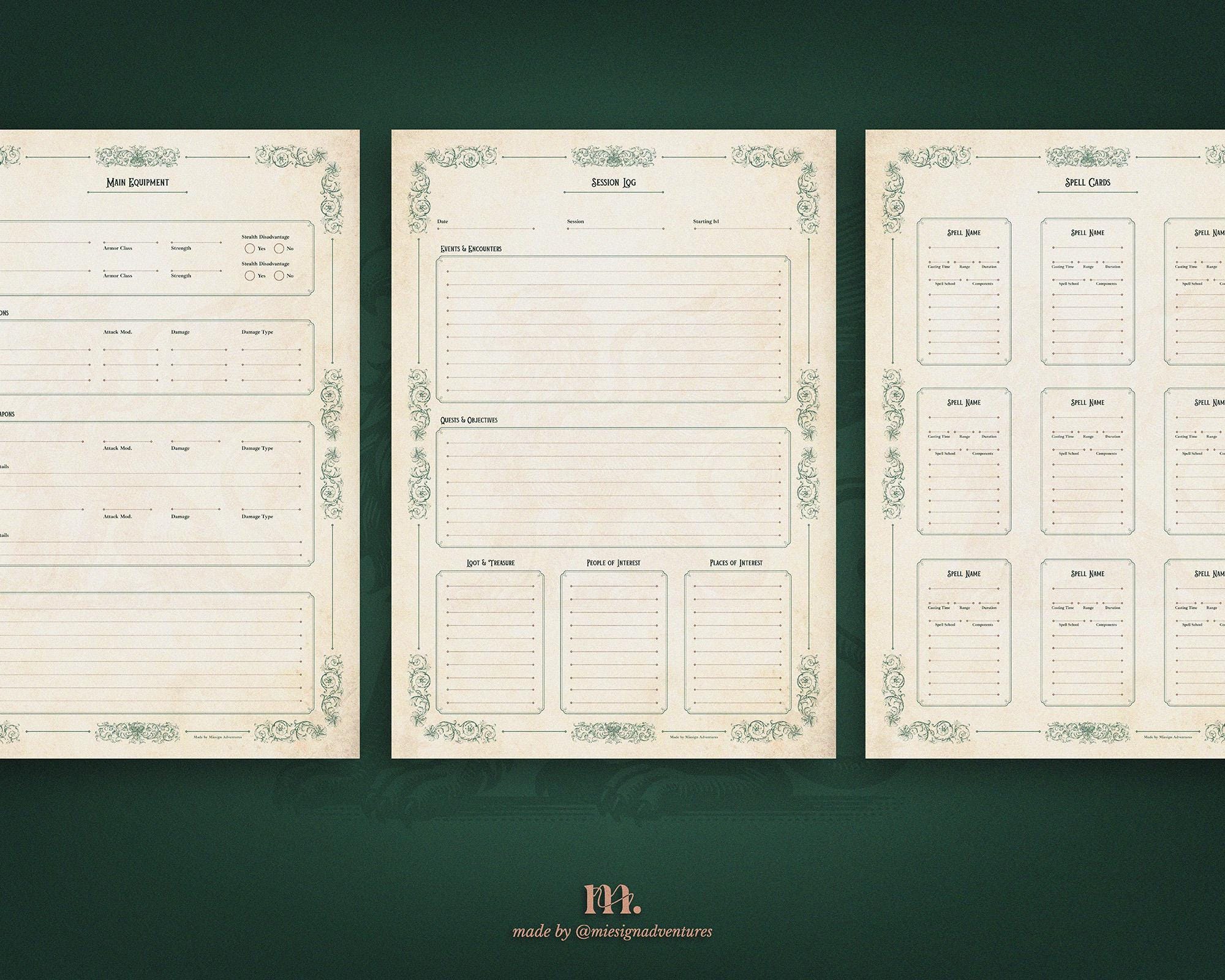 Dnd 5e Character Journal Printable | RPG Sheets Fantasy TTRPG PDF ...