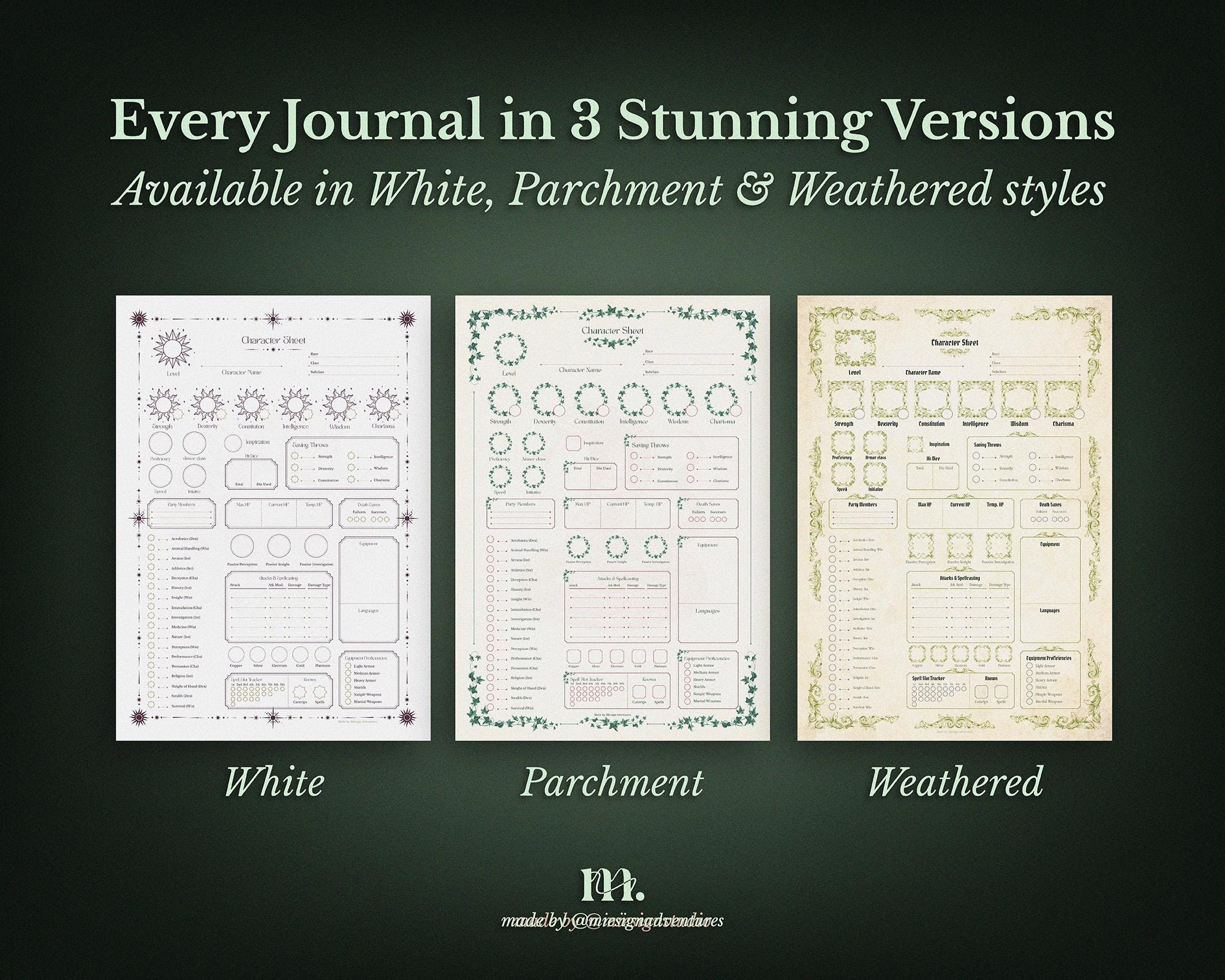 Dnd 5e Character Journal Printable Bundle | Enchanted Spring Complete ...