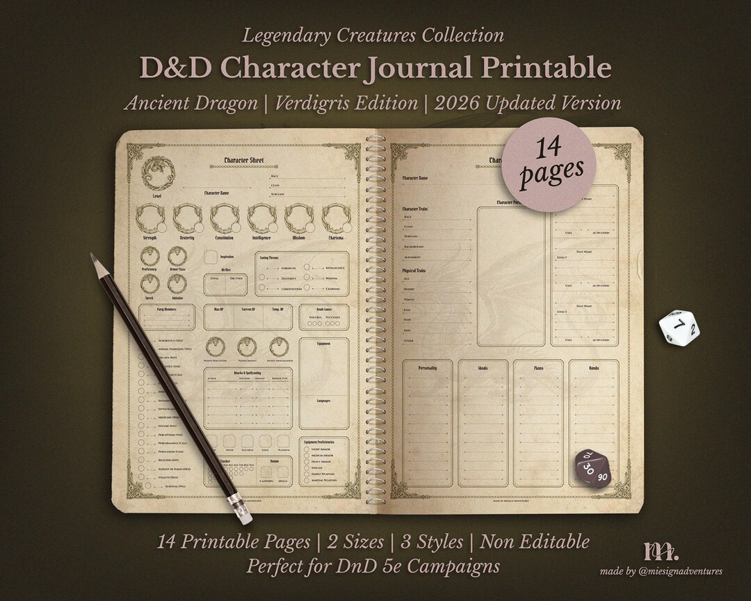 Dnd 5e Character Journal Printable | RPG Sheets Fantasy TTRPG PDF ...