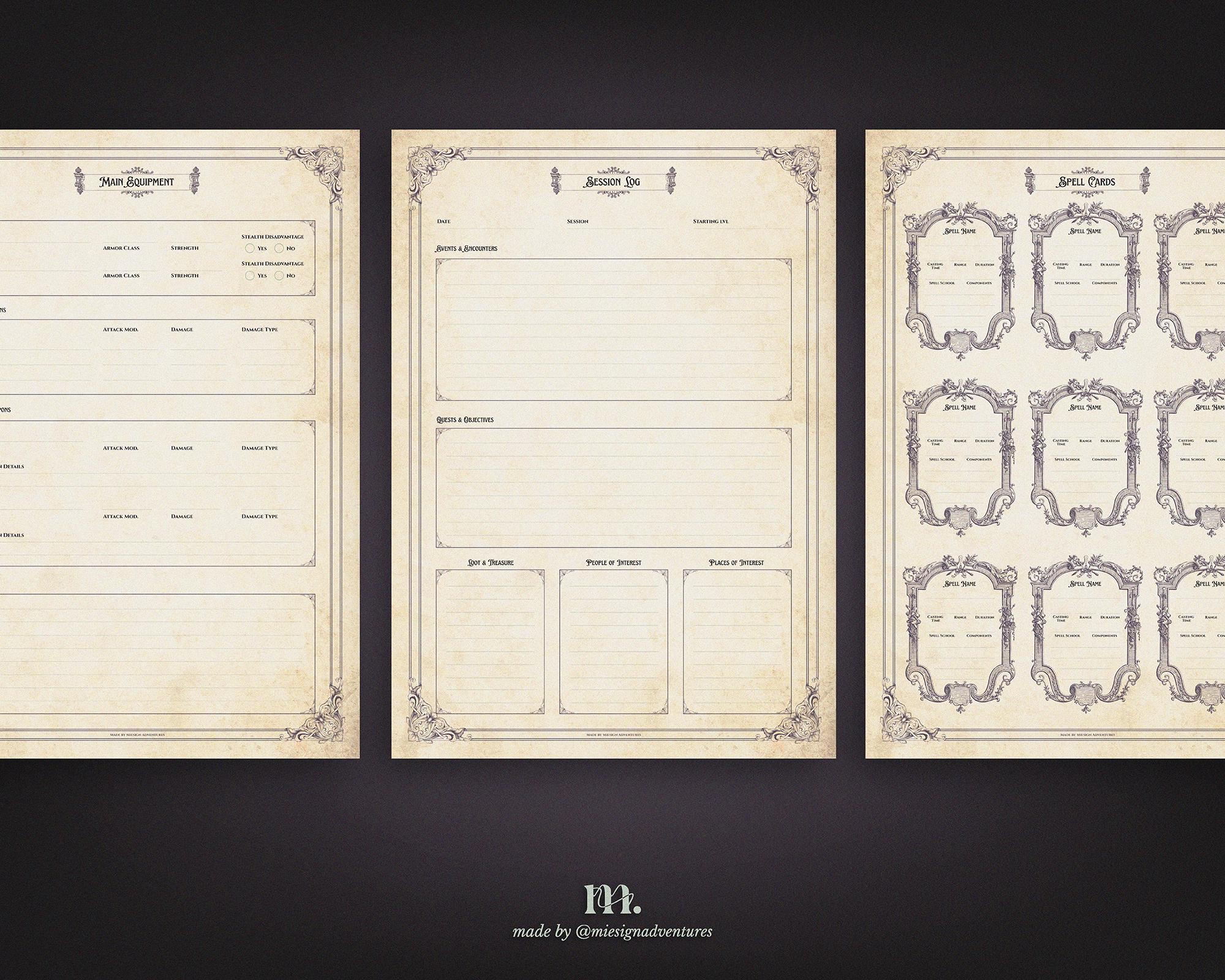 Dnd 5e Character Journal Printable | RPG Sheets and Fantasy TTRPG PDF ...