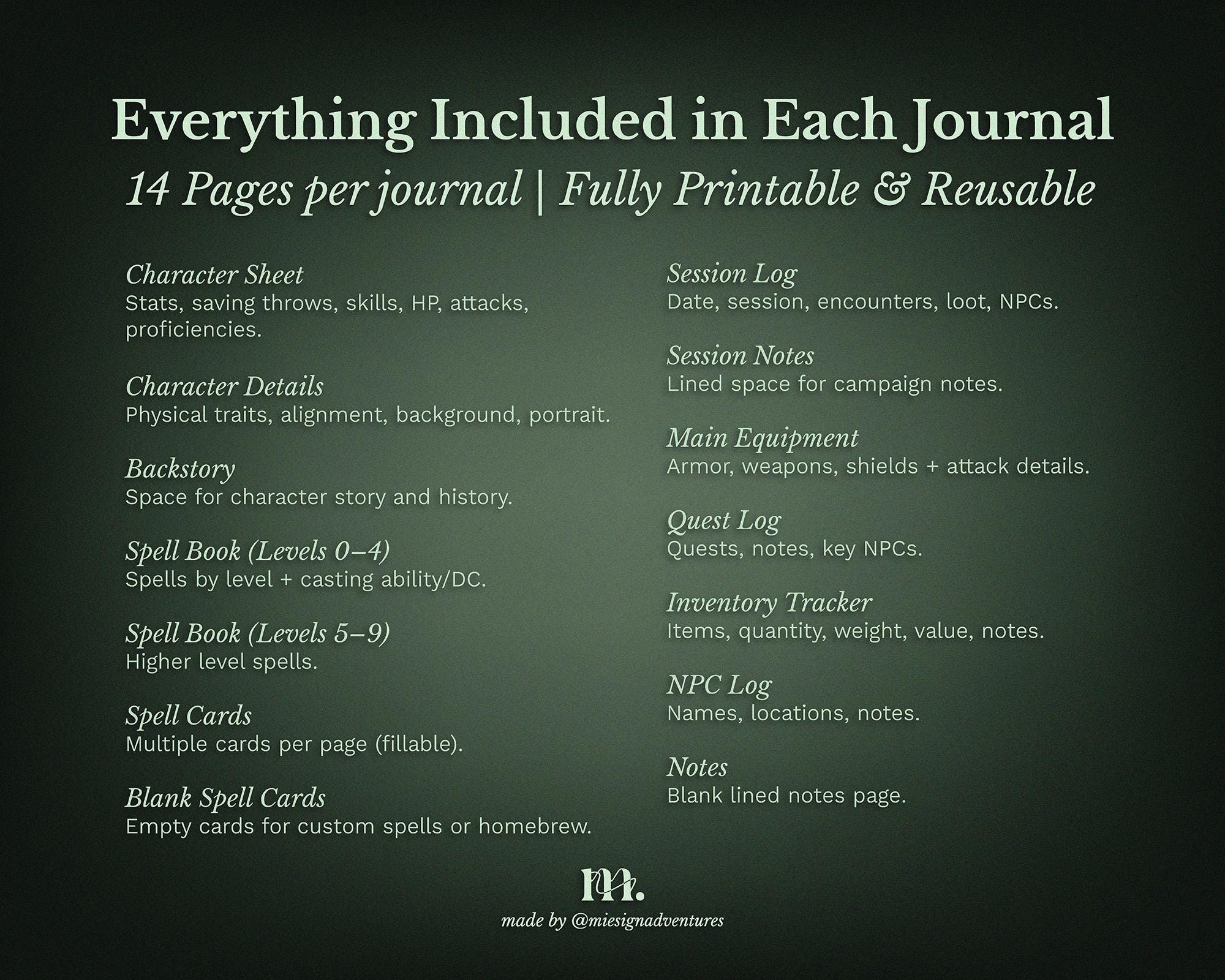 Dnd 5e Character Journal Printable Bundle | Enchanted Spring Complete ...