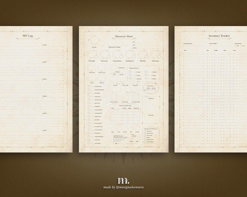 Dnd 5e Character Journal Printable | RPG Sheets and Fantasy TTRPG PDF ...