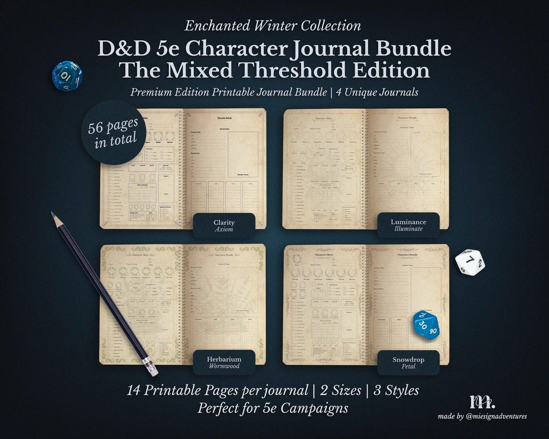 Dnd 5e Character Sheet Journal Bundle Printable, Dnd Character Sheets ...