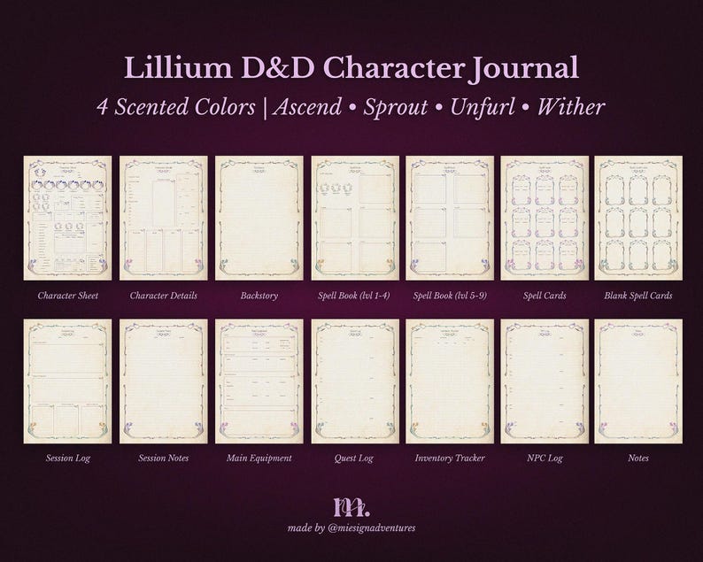 Dnd 5e Character Journal Printable Bundle | Enchanted Spring Complete ...