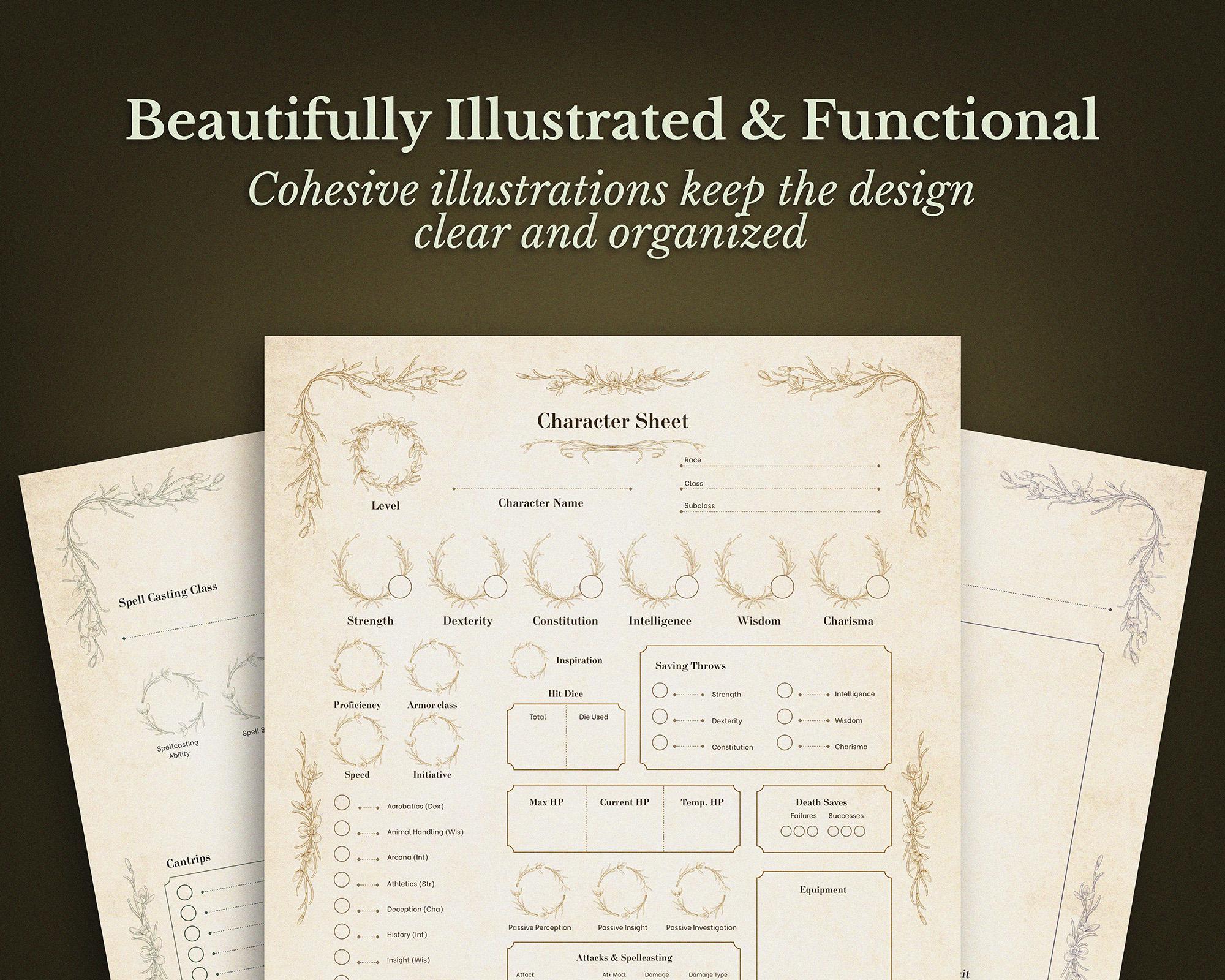 Rpg Note Sheet Dnd 5e Character Sheet Bundle | Printable RPG Sheets and Fantasy TTRPG ...