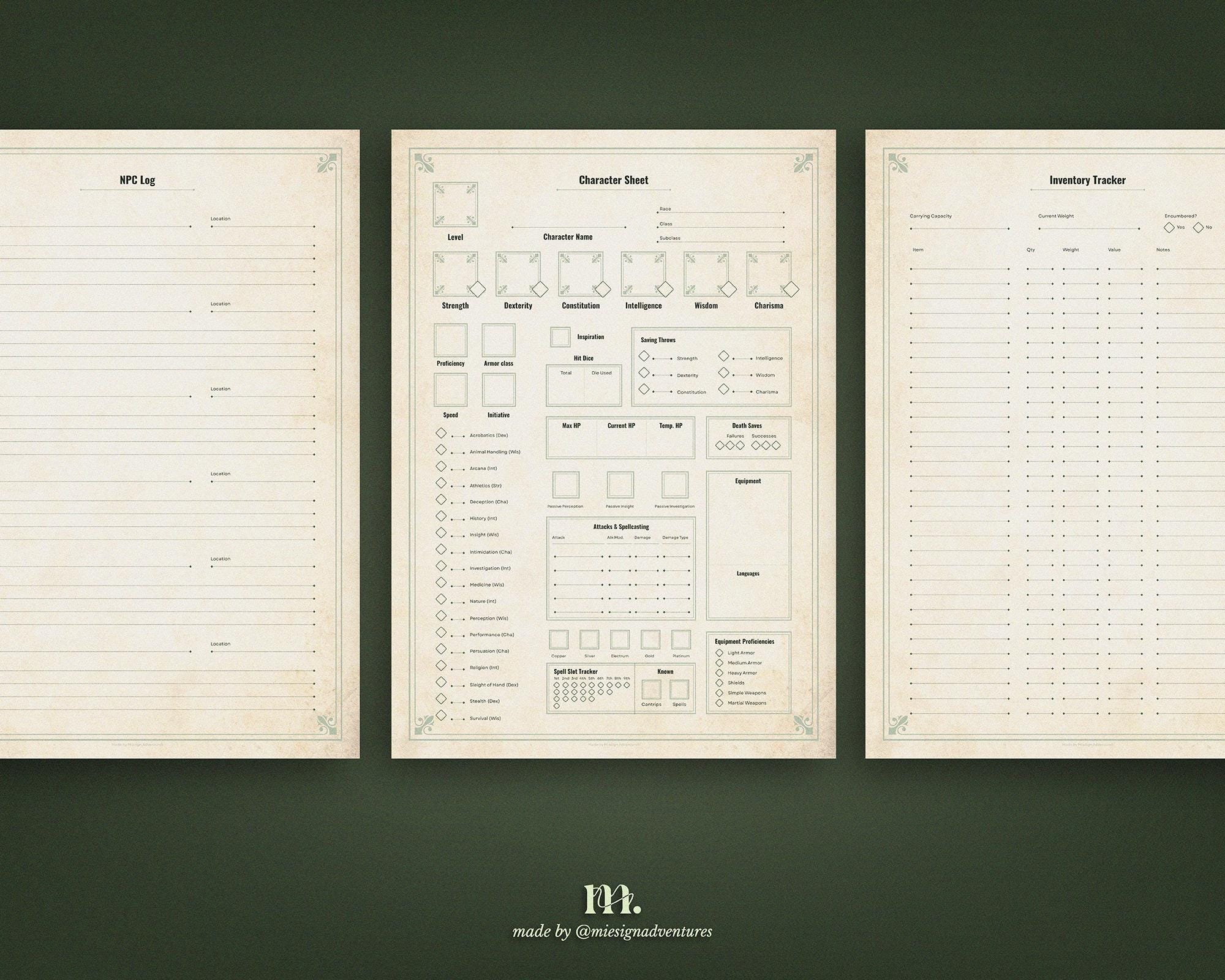 Dnd 5e Character Journal Printable | RPG Sheets and Fantasy TTRPG PDF ...
