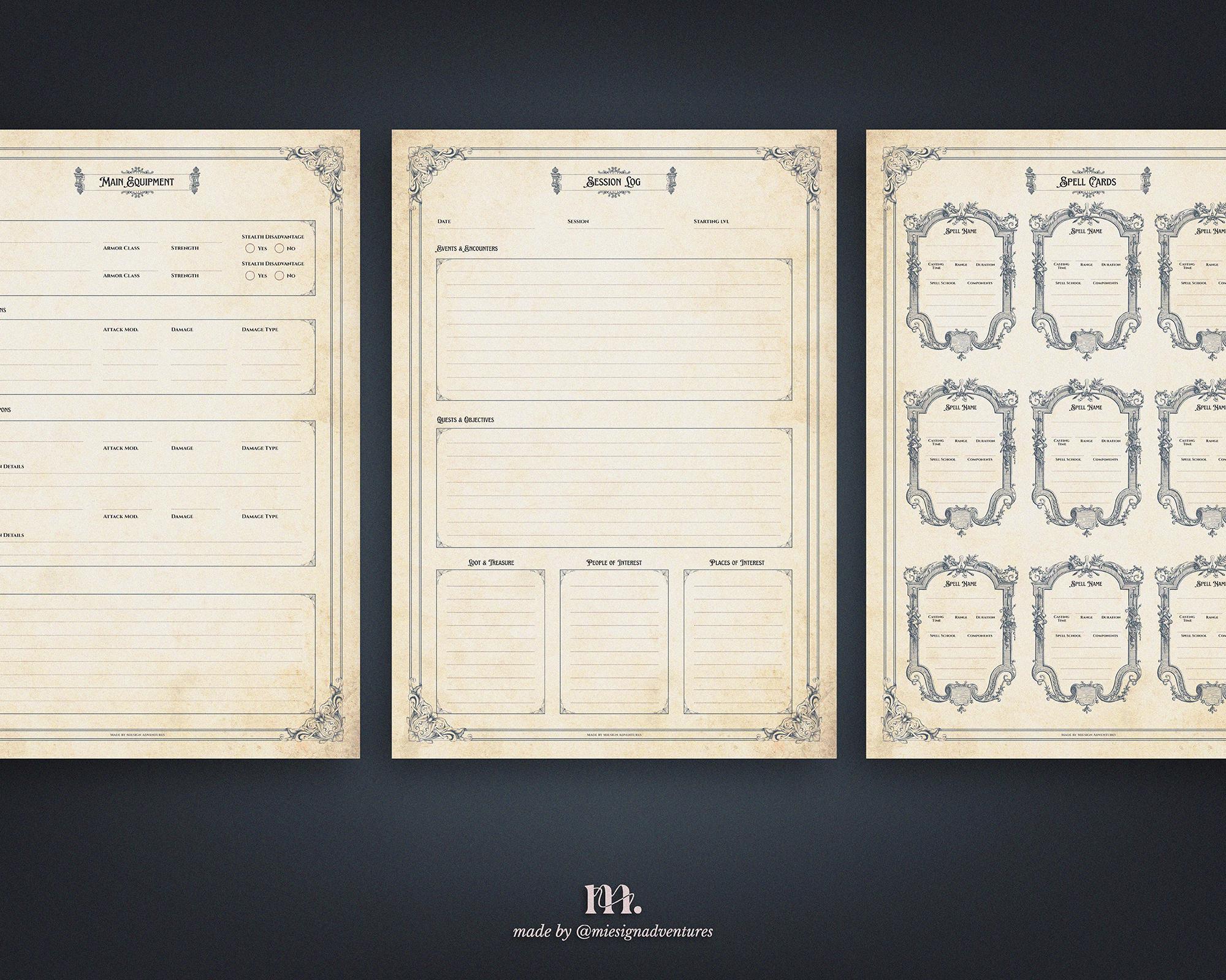 Dnd 5e Character Sheet Journal Printable | Medieval Castle Ophirae ...