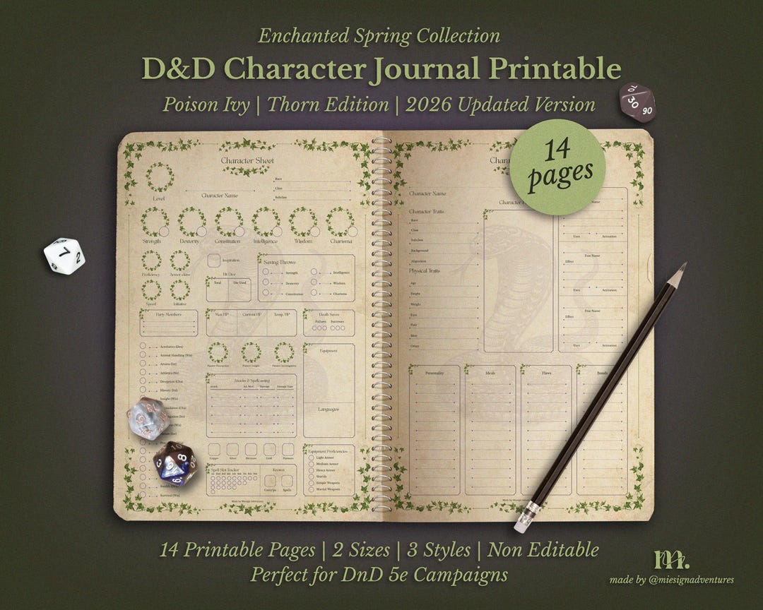 Rpg Note Sheet Dnd 5e Character Journal Printable | RPG Sheets Fantasy TTRPG PDF ...