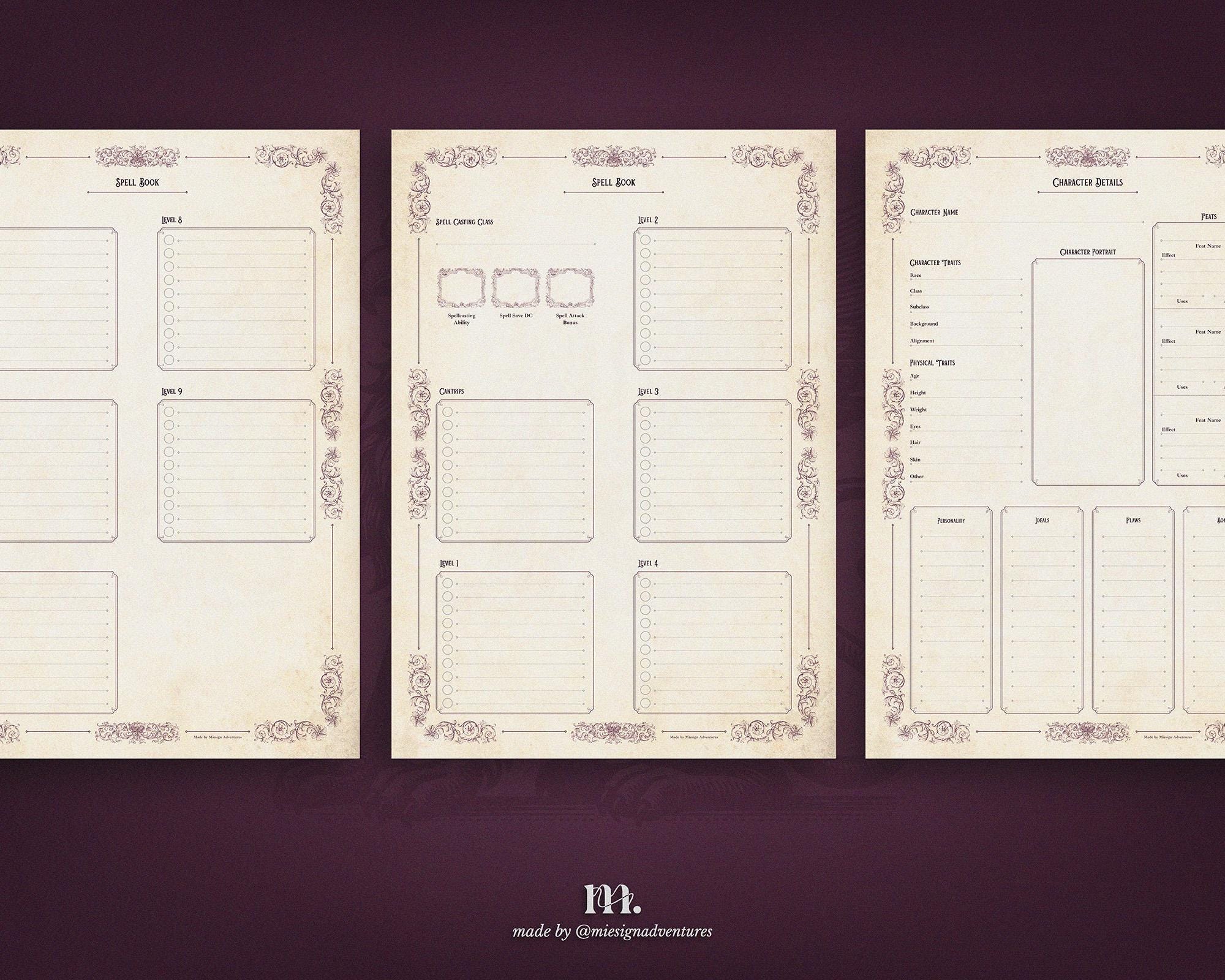 Dnd 5e Character Journal Printable | RPG Sheets Fantasy TTRPG PDF ...