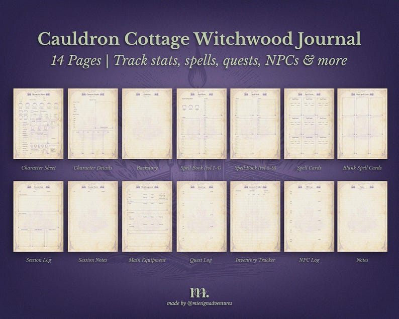 Dnd 5e Character Sheet Journal Bundle Printable, Quiet Paths Mixed, Dnd ...