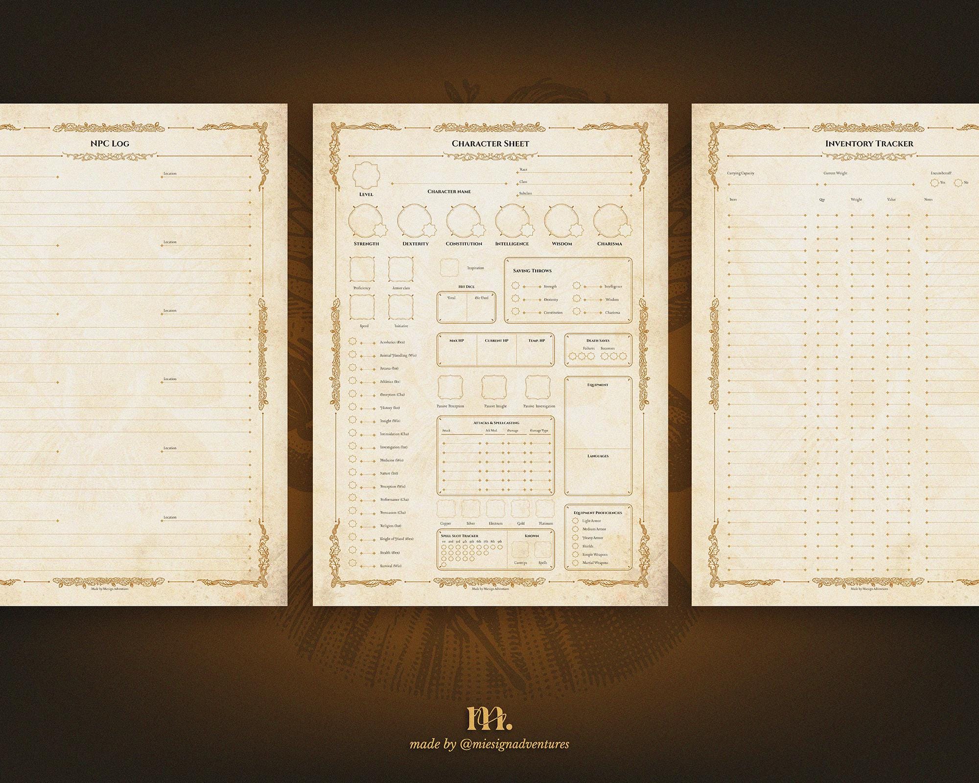 Dnd Character Sheet Journal Printable | Custom Dnd Notebook | Magical ...