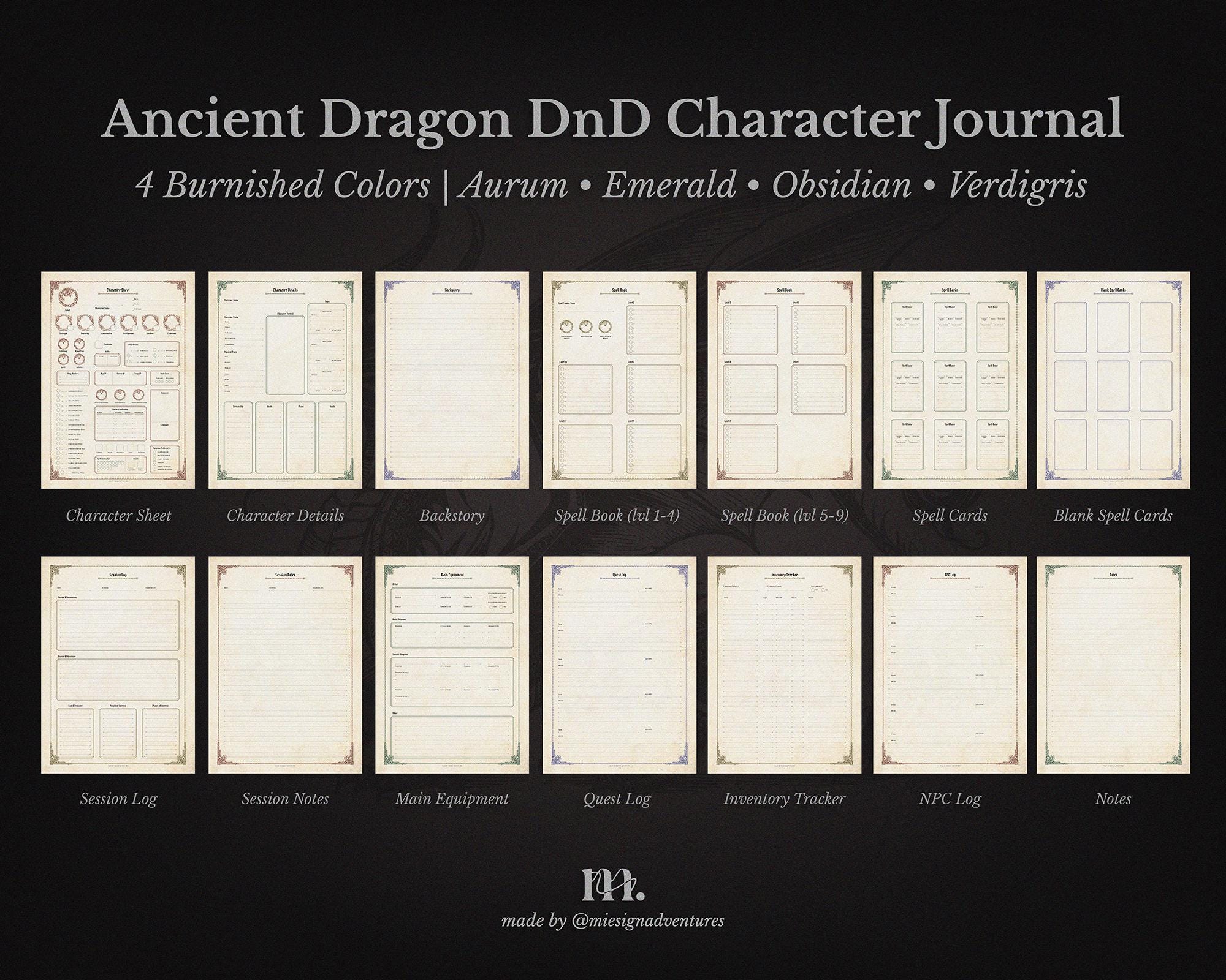 Dnd Pf Example Dnd 5e Character Journal Printable Bundle | Legendary Creatures ...