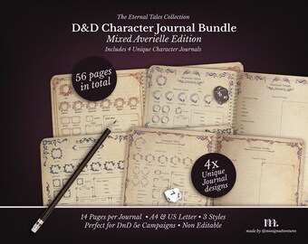 DnD 5e Character Journal Bundle | Printable RPG Sheets Fantasy PDF | Mixed Averielle Edition | DnD Character Sheet | Dungeons & Dragons