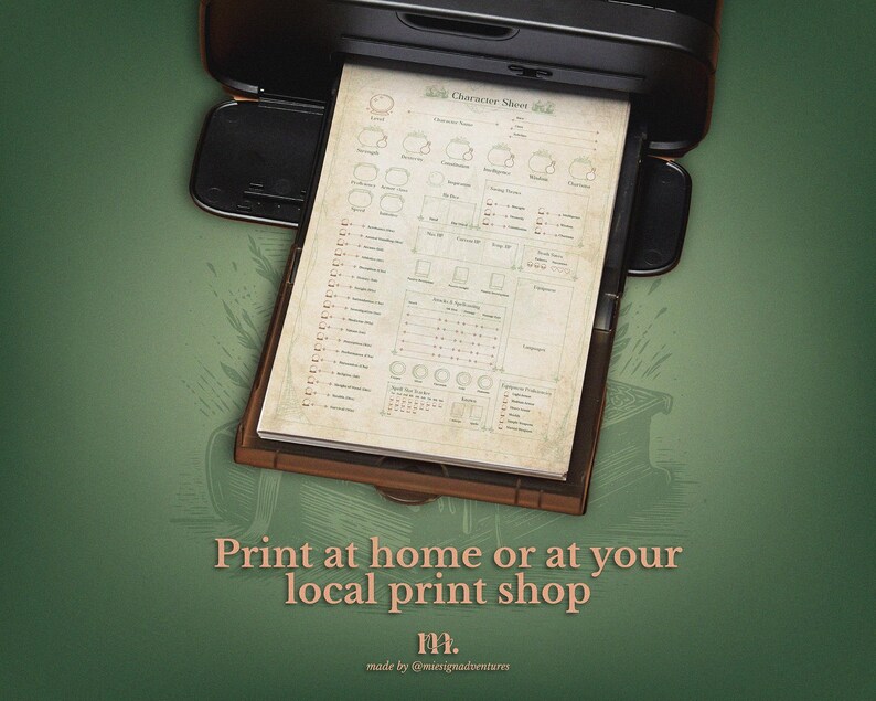 Dnd 5e Character Sheet Journal Printable | RPG PDF | Cauldron Cottage ...