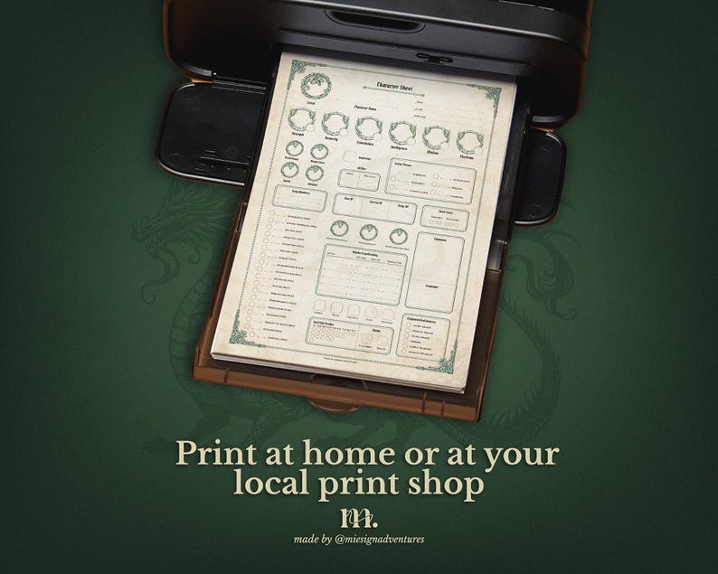 Dnd Character Sheet Printable, Ancient Dragon Emerald, Dungeons and ...