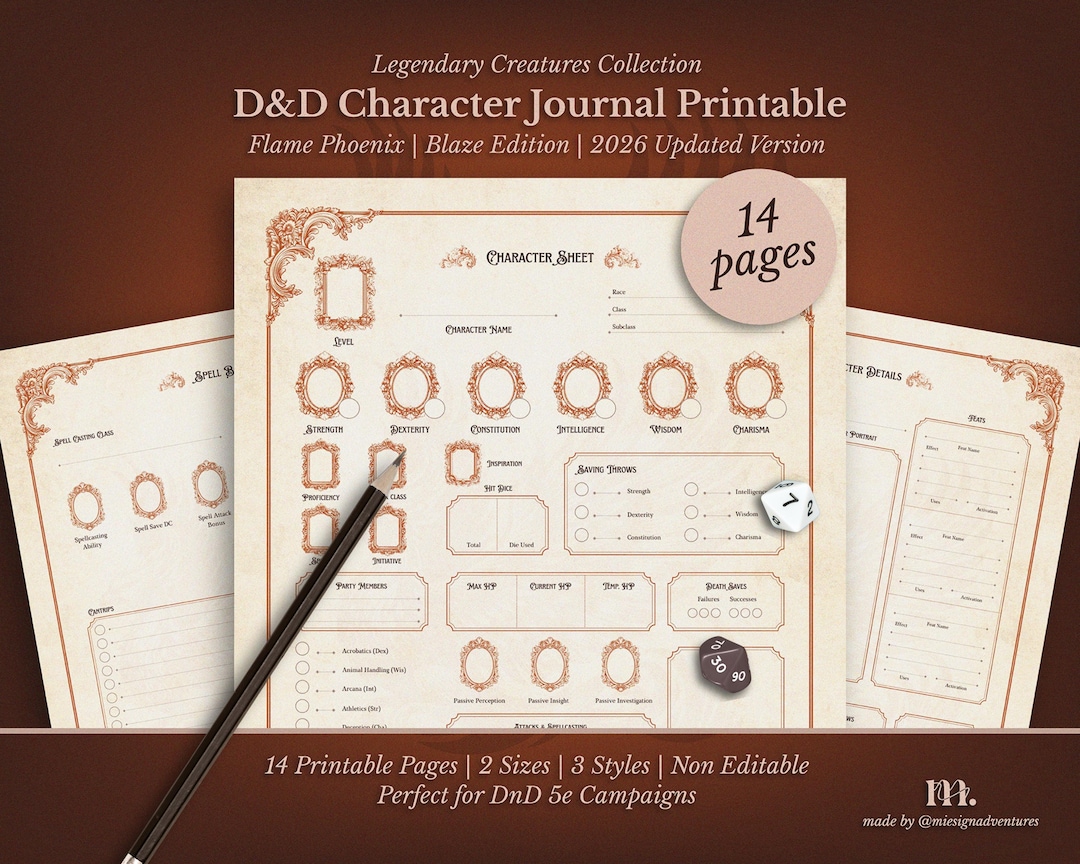 Dnd 5e Character Journal Printable | RPG Sheets Fantasy TTRPG PDF ...