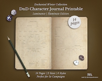 DnD 5e Character Journal Printable | RPG Sheets and Fantasy TTRPG PDF | Luminance Illuminate | DnD Character Sheet | Dungeons & Dragons