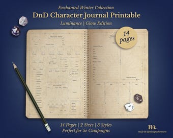 DnD 5e Character Journal Printable | RPG Sheets and Fantasy TTRPG PDF | Luminance Glow | DnD Character Sheet | Dungeons & Dragons