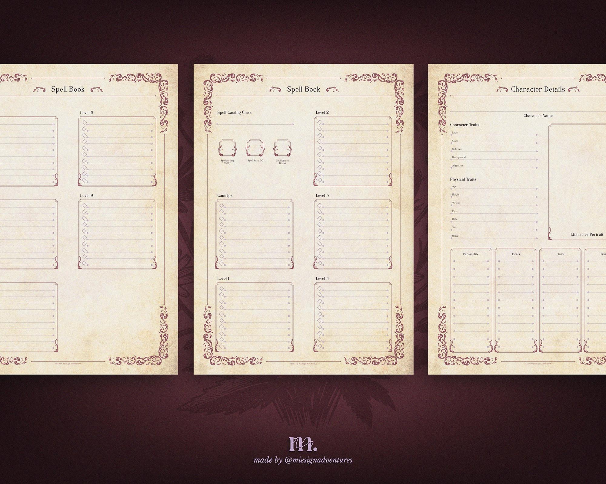 Dnd 5e Character Journal Printable | RPG Sheets and Fantasy TTRPG PDF ...