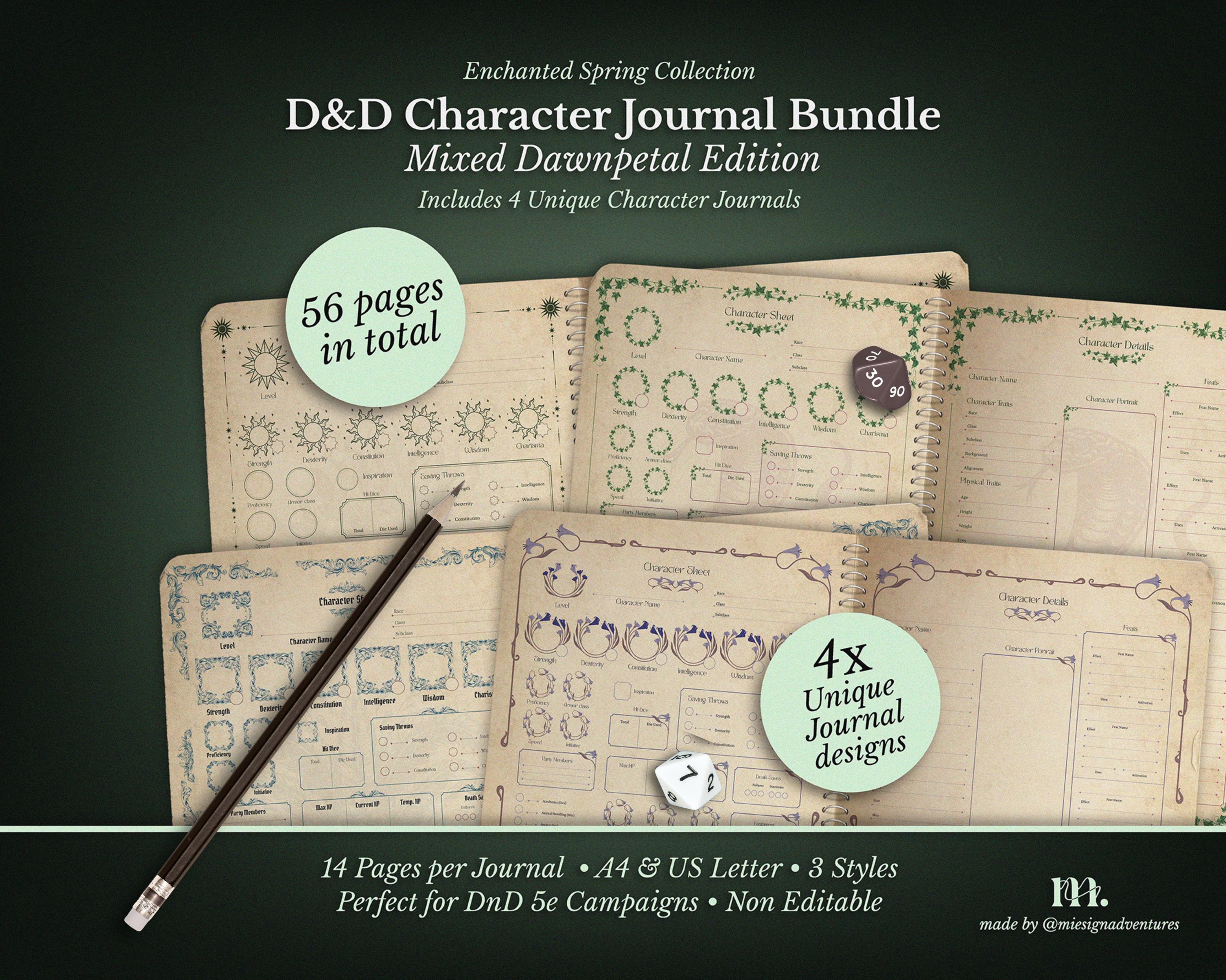 Dnd 5e Character Journal Bundle | Printable RPG Sheets Fantasy PDF ...
