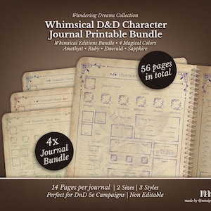 Pacote de Ficha de Personagem de D&D | PDF Imprimível para RPG de Fantasia | Caderno Divertido para Mestre de Masmorras | Dungeons and Dragons | Presentes de D&D