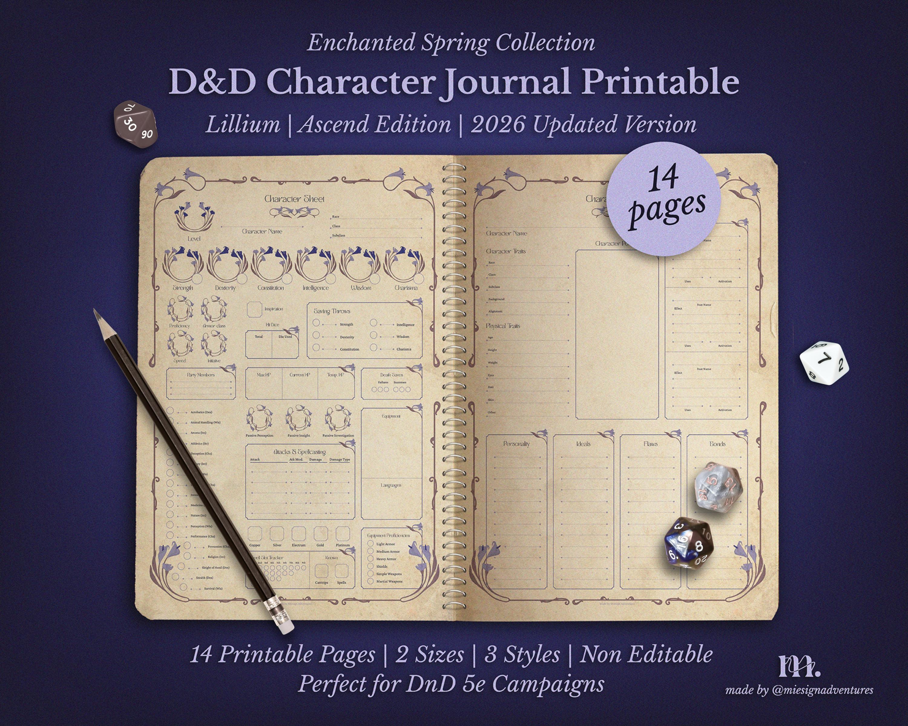 Dnd 5e Character Journal Printable | RPG Sheets and Fantasy TTRPG PDF ...