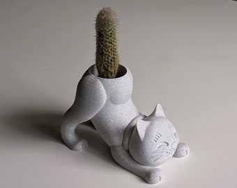Cat Planter | Cactus Cat Planter | 3D Printed Succulent Planter | Flower pot Cat | Cute Kitty Vase Pensil Case