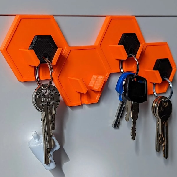 Porte-clés personnalisé en nid d'abeille | Support mural pour porte-clés | Porte-clés muraux | Rangement des clés d'entrée | Étagère à clés hexagonale | IMPRIMÉ 3D