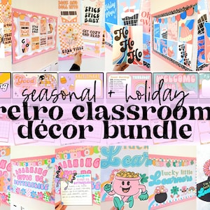 Seasonal Classroom Decor Bundle, Retro Classroom Decor MEGA Bundle, Monthly Classroom Themes, Classroom Transformation Kits