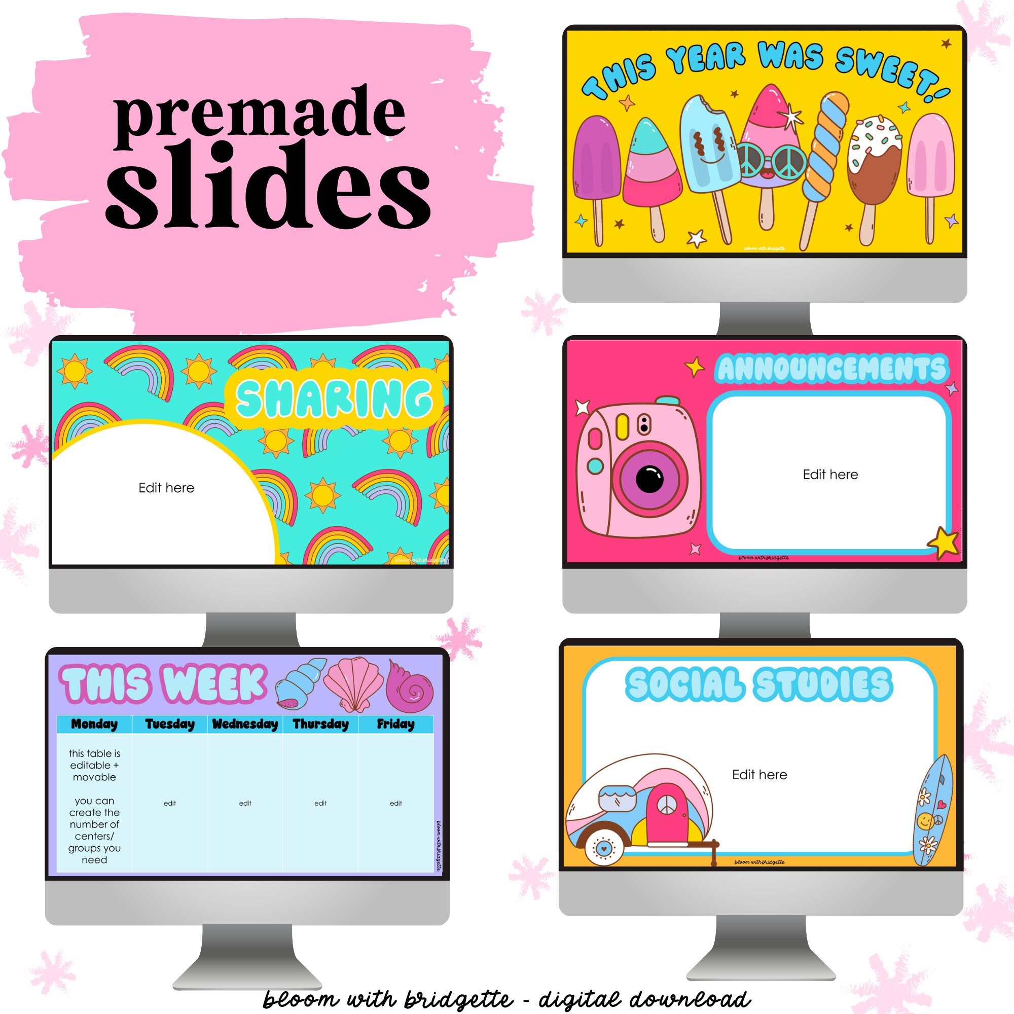 Retro Summer Daily Google Slides and Powerpoint Templates With Timers ...
